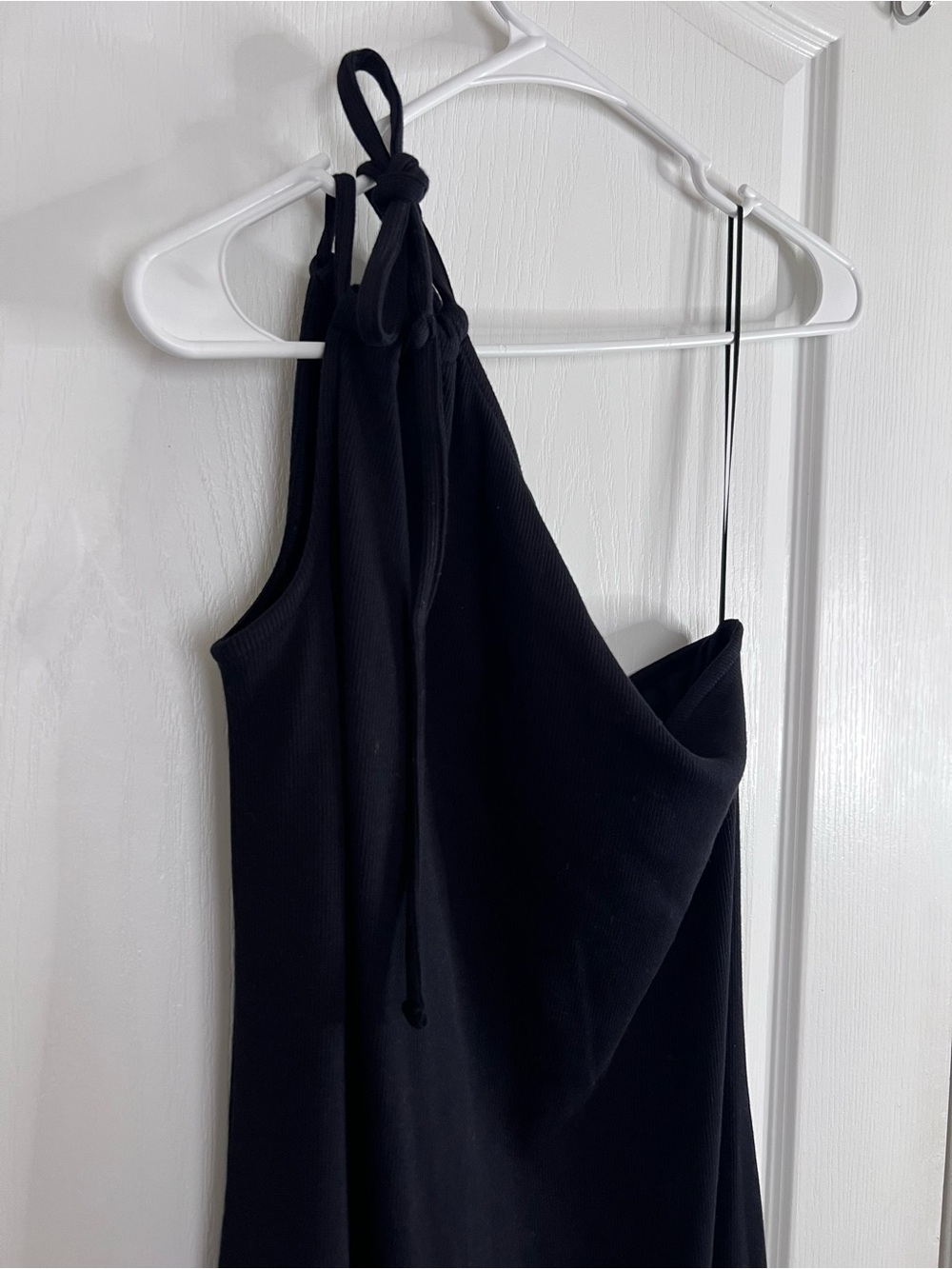 Old Navy Black One Shoulder Tie Ribbed Midi Dress size M - Picture 6 of 14